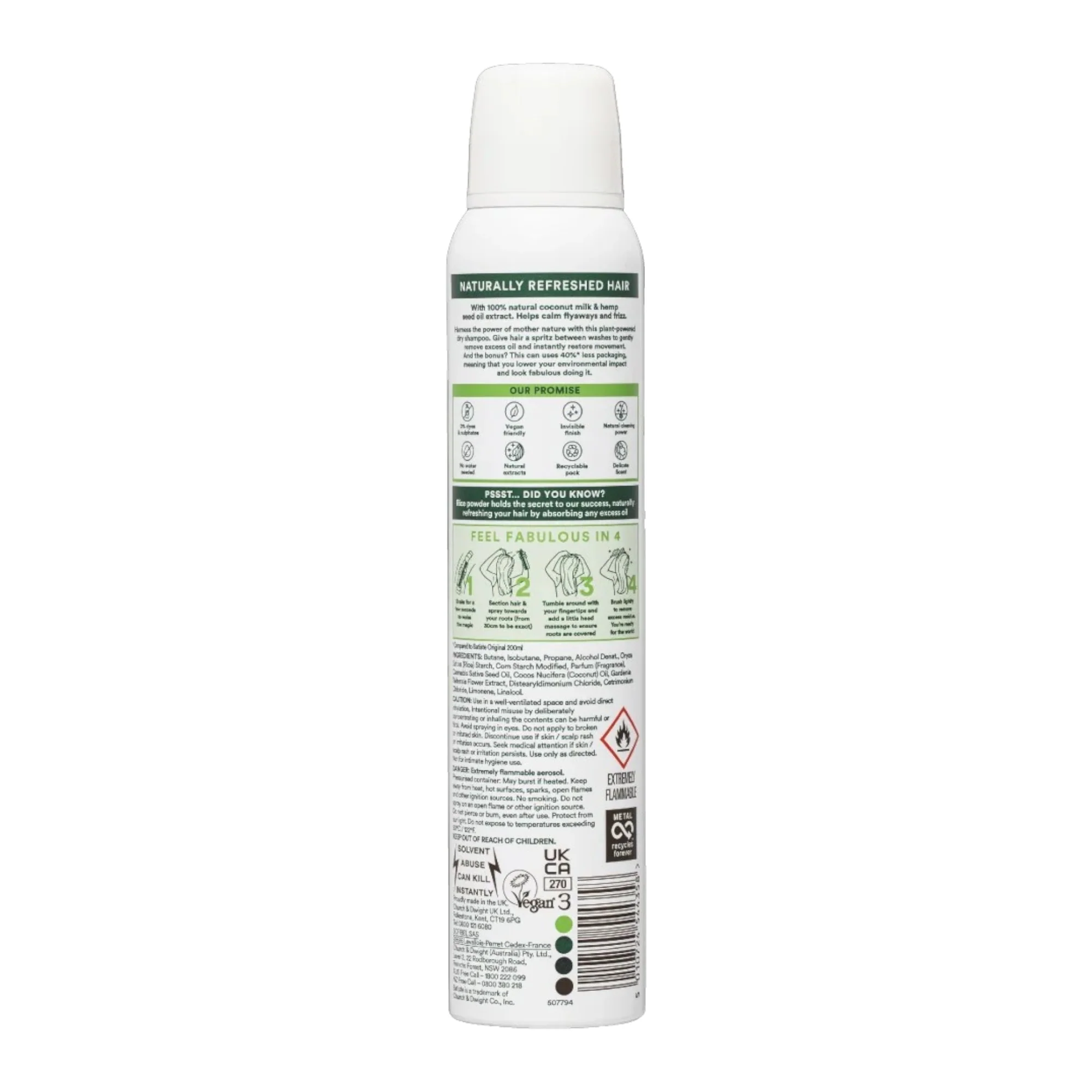 Shampoo Batiste Naturally Coconut Milk Y Hemp Seed Oil X 200Ml - Image 2