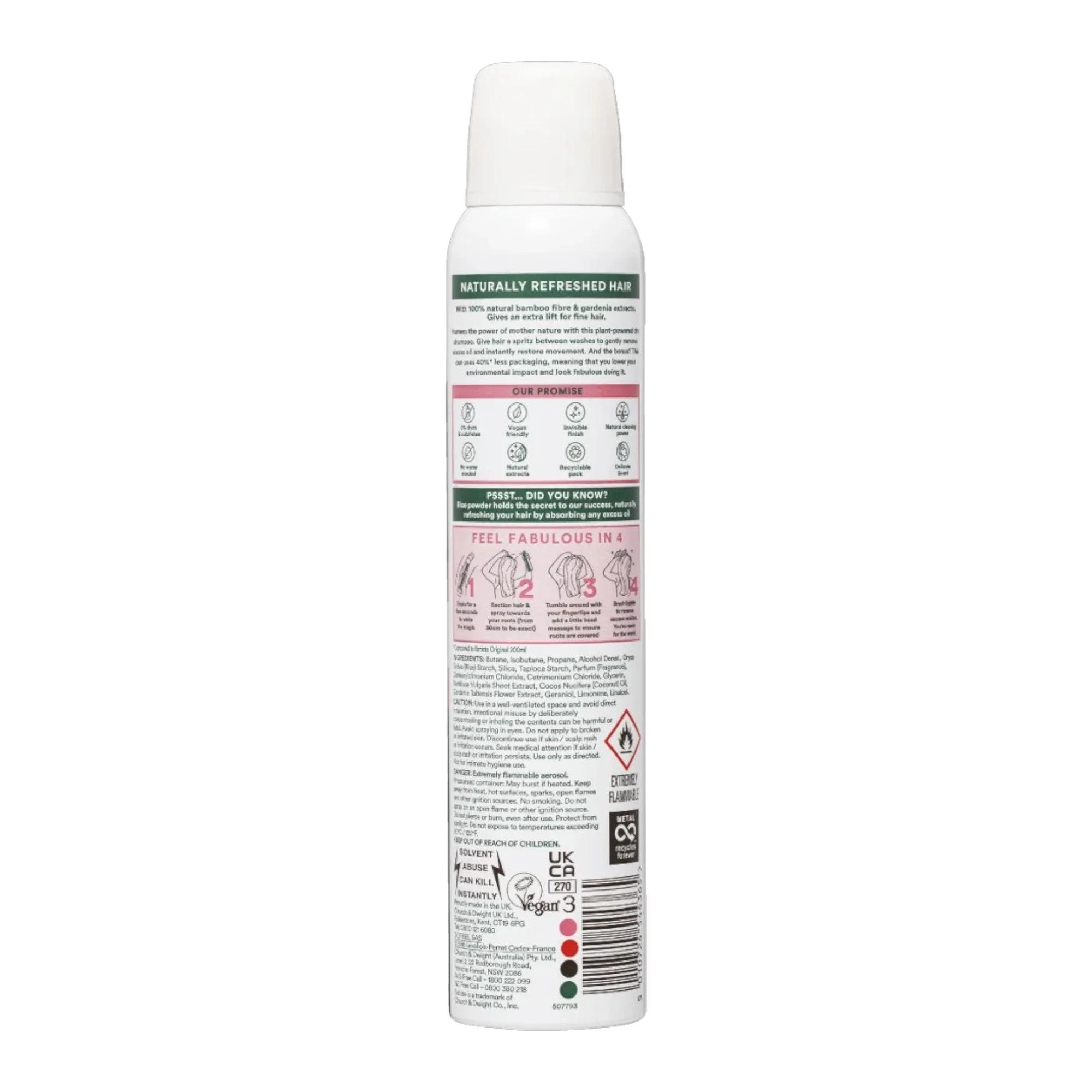 Shampoo Batiste Naturally Bamboo Fibre Y Gardenia X 200Ml - Image 2