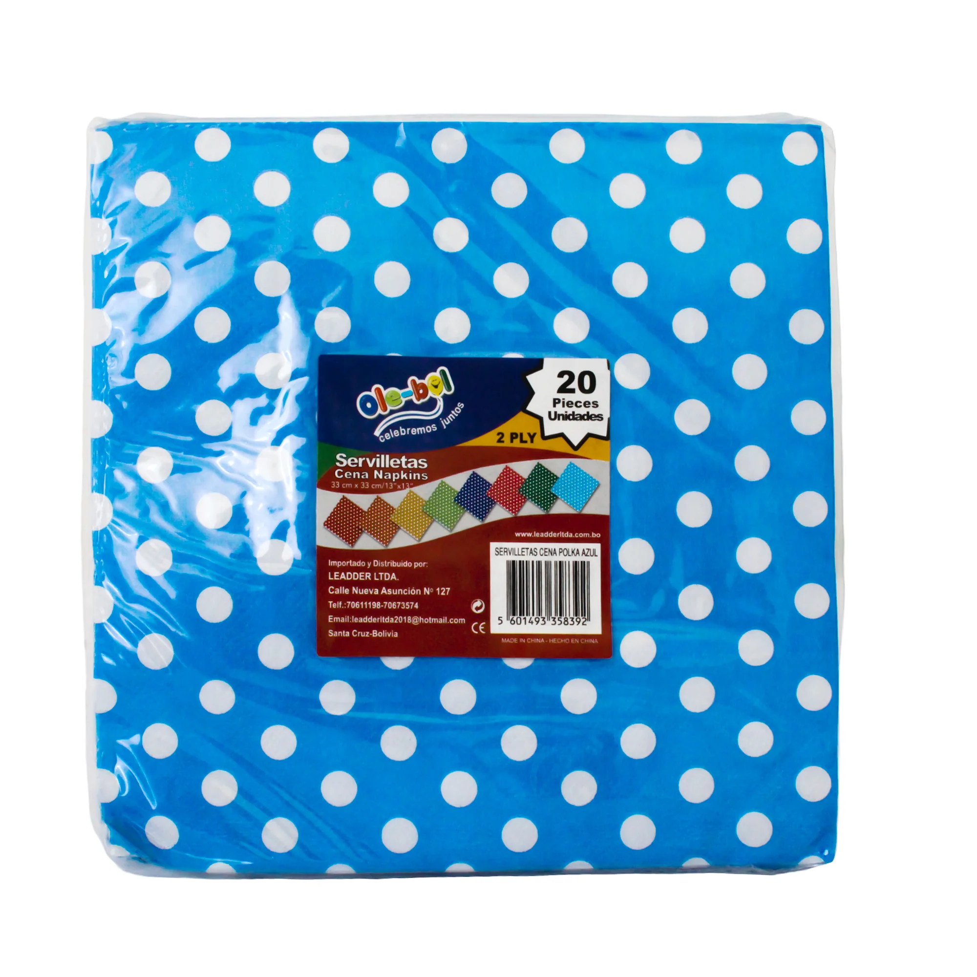 Olebol Servilletas De Almuerzo Polka Azul X 20 Unidades