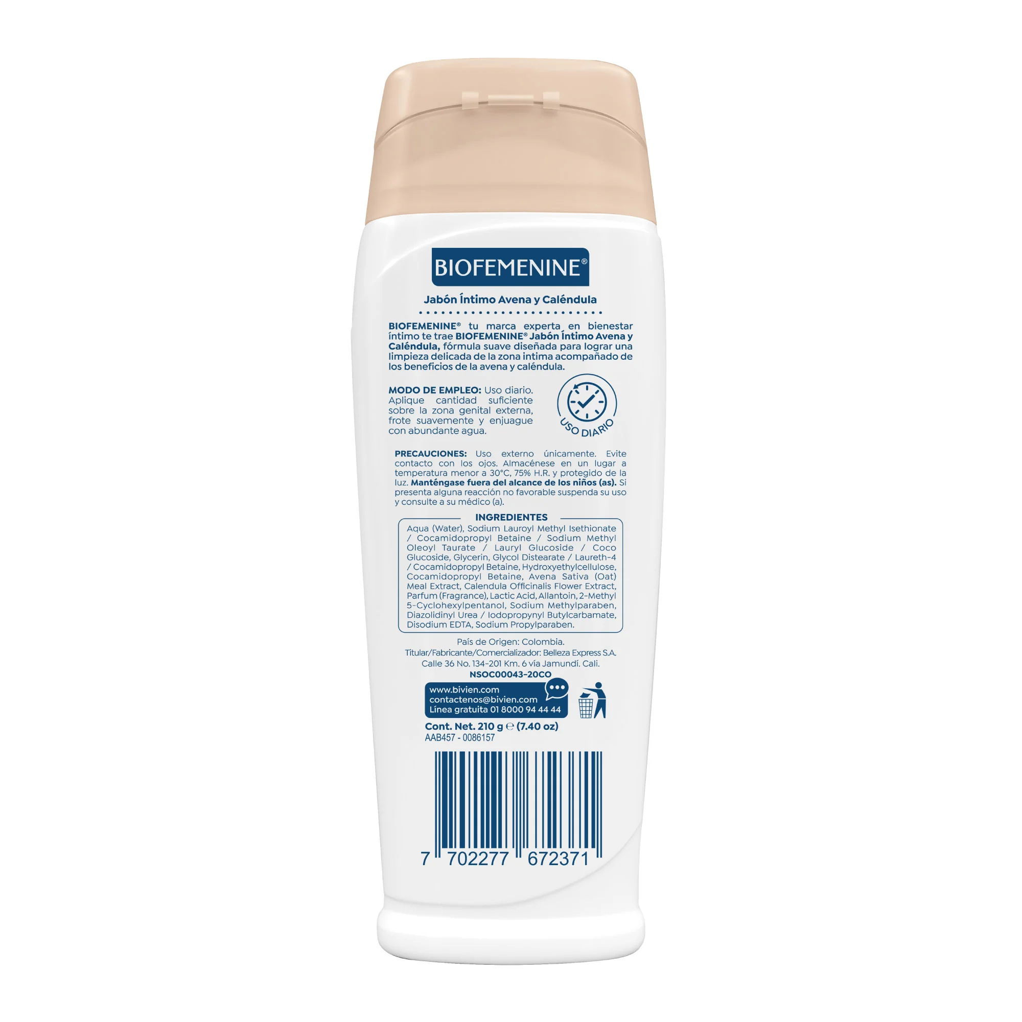Jabón Íntimo Biofemenine Avena Y Caléndula X 210G - Image 3