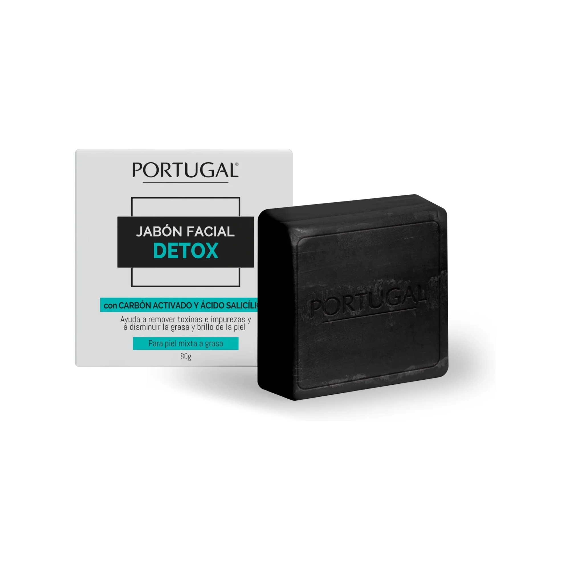 Jabón Facial Portugal Detox Con Carbón Y Ácido Salicílico X 80G