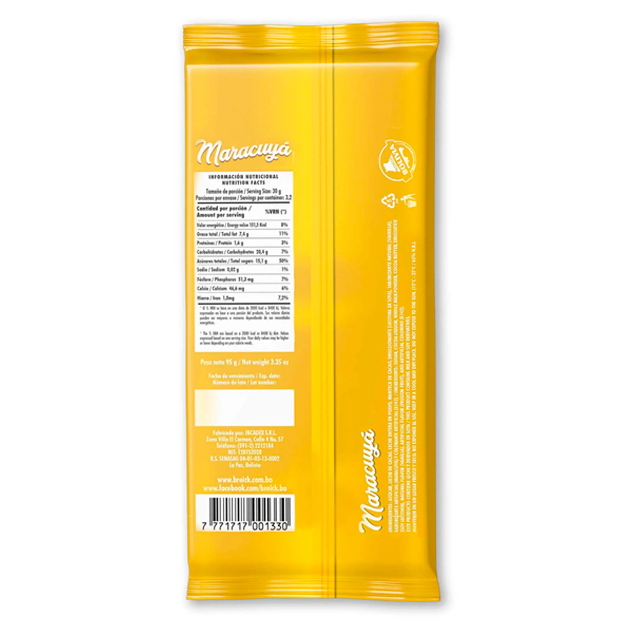 Breick Chocolate Con Relleno De Crema Sabor A Maracuyá X 95G - Image 2