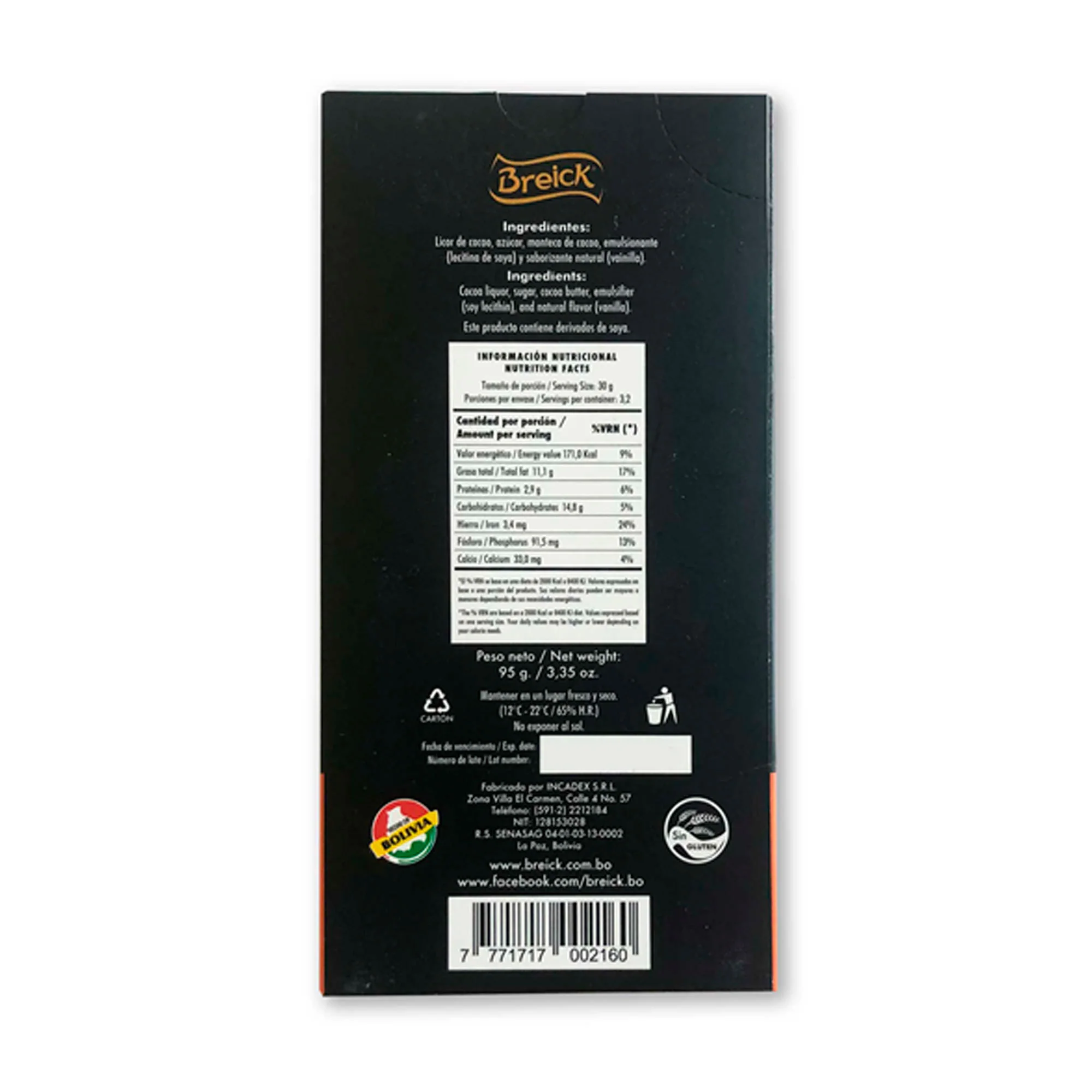 Breick Chocolate Amargo 60 X 95G - Image 2