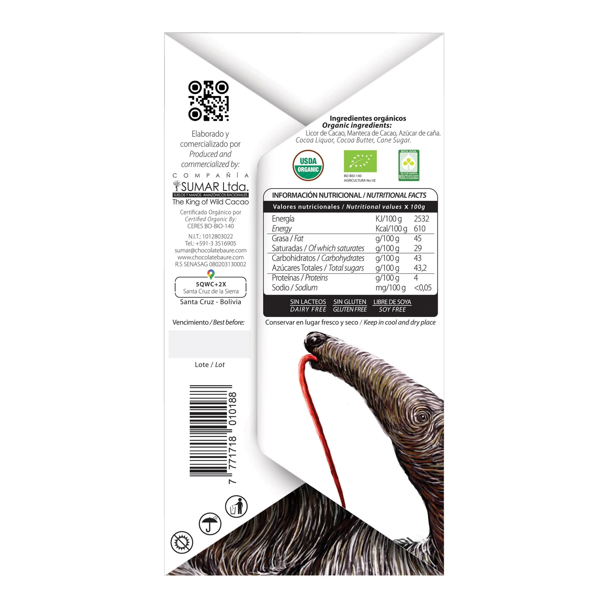 Chocolate Baure Wild Beni Semi Dark 55% Cacao X 70G - Image 2