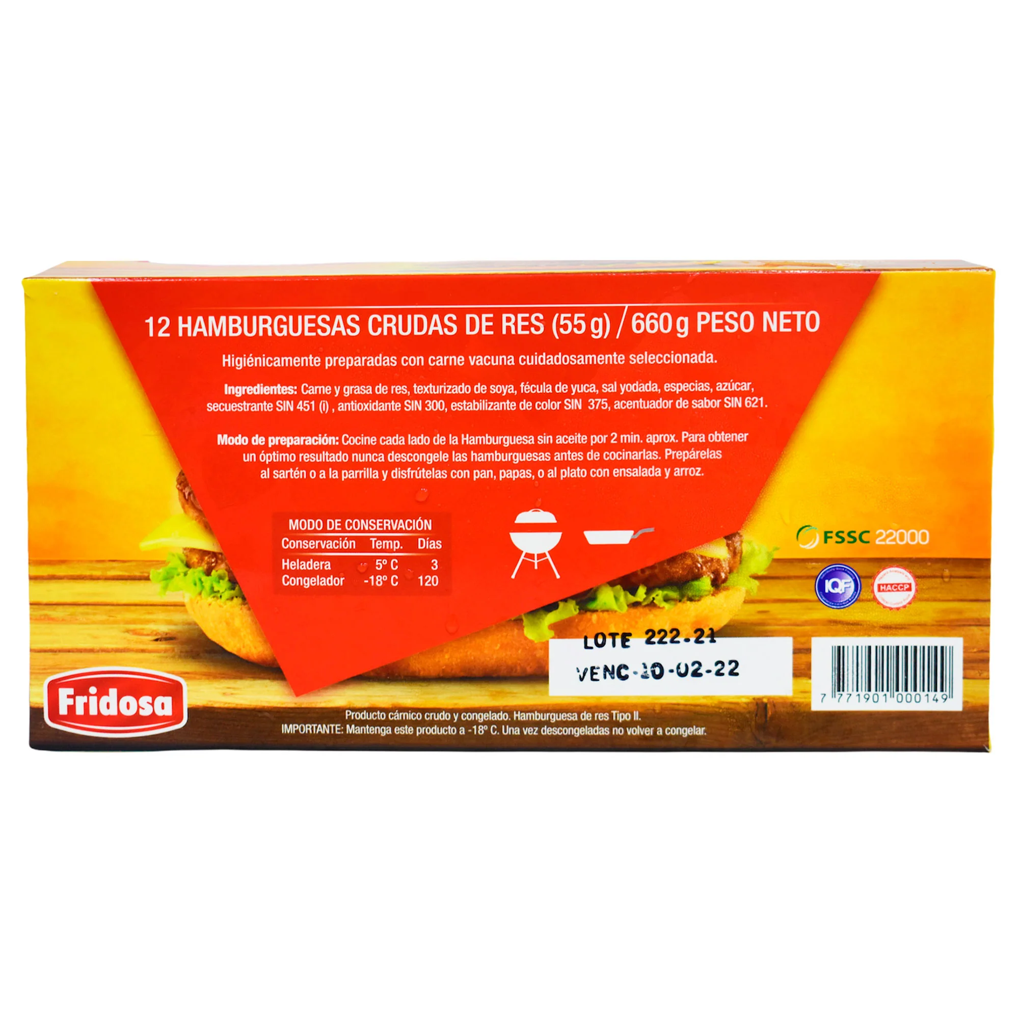 Hamburguesa Fridosita Express Fridosa 12 Unidades - Image 3