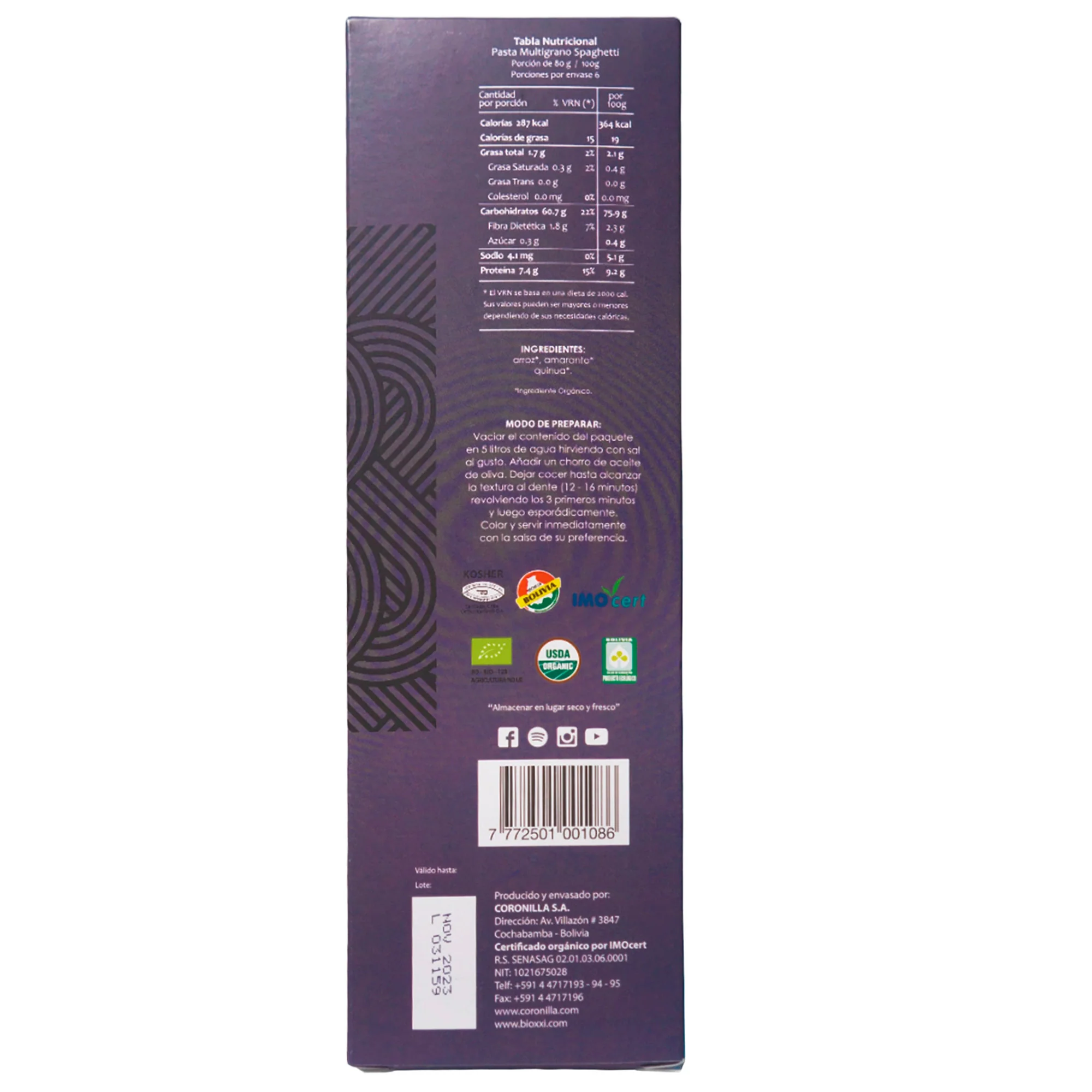 Pasta Bio Xxi Spaghetti Multigrano Integral X 480G - Image 2