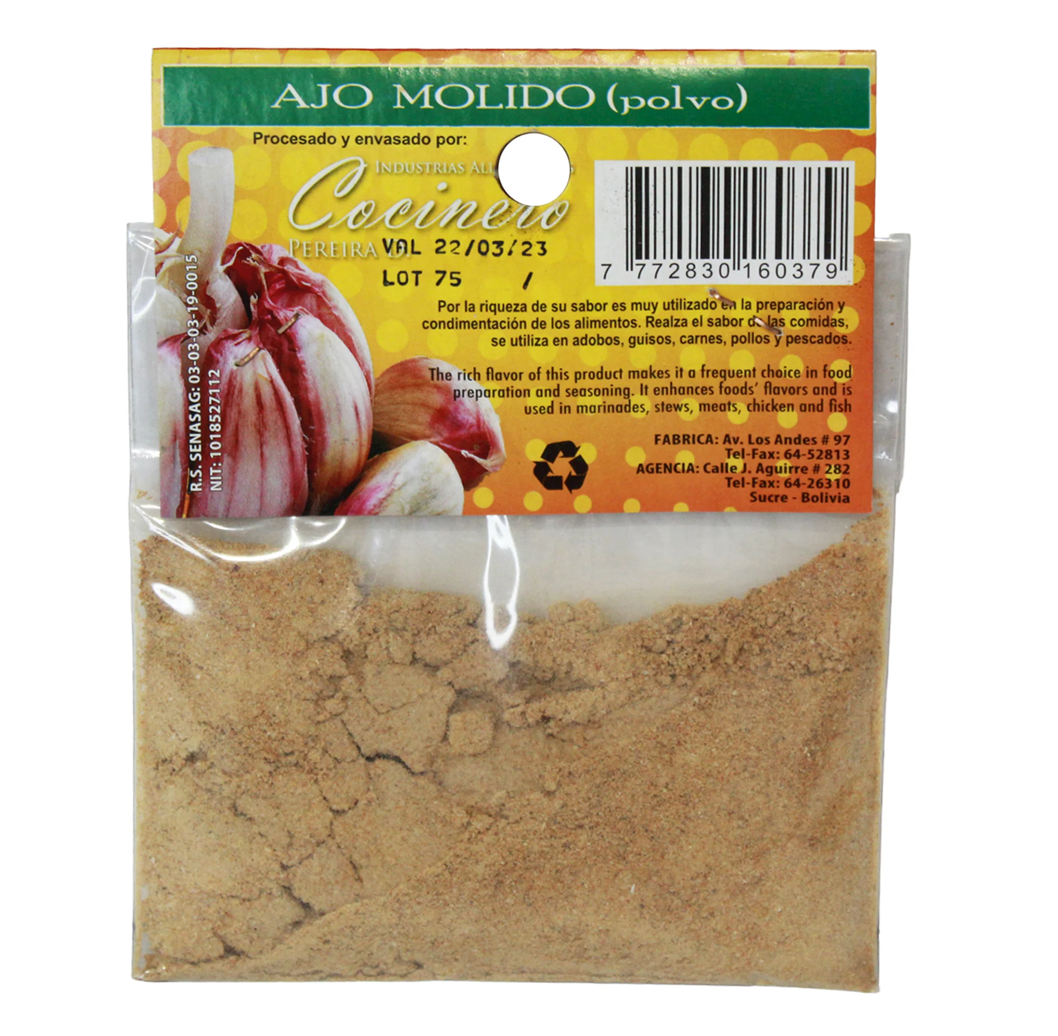 Ajo Molido Cocinero Bolsa X 20/30G - Image 2