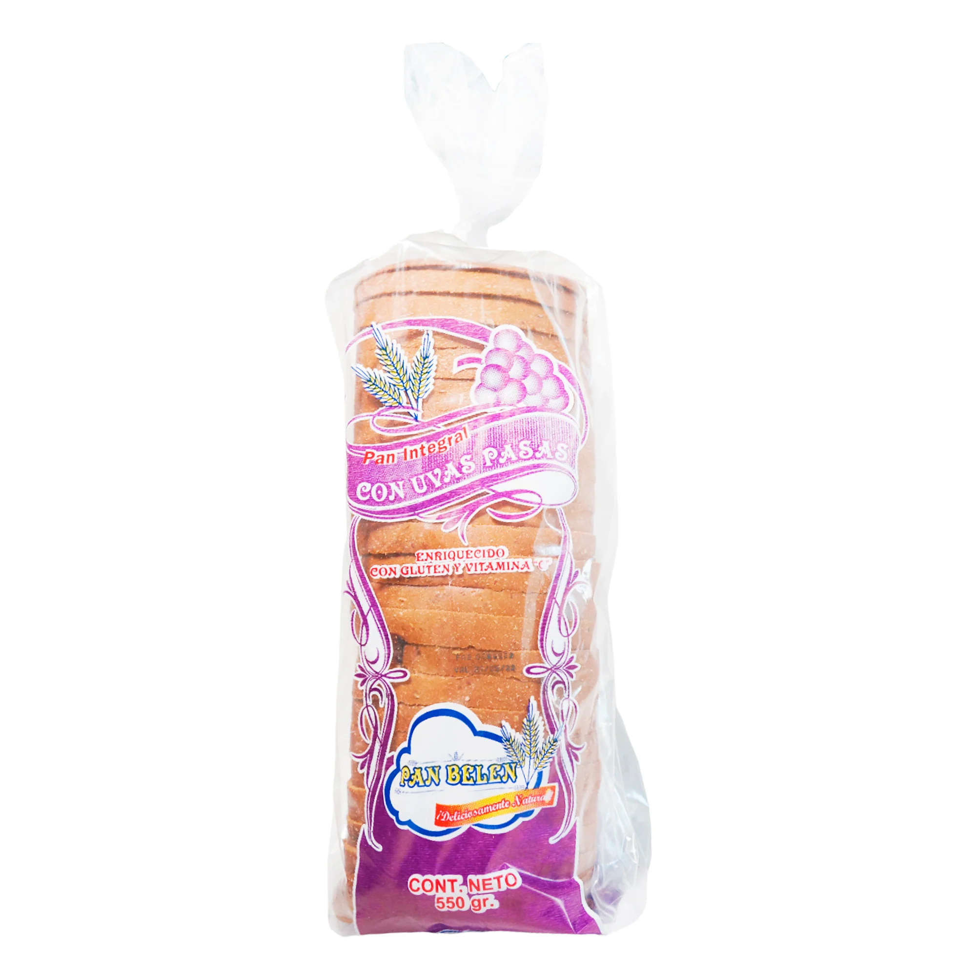 Belen Pan Molde Integral Con Uvas Pasas X 550G