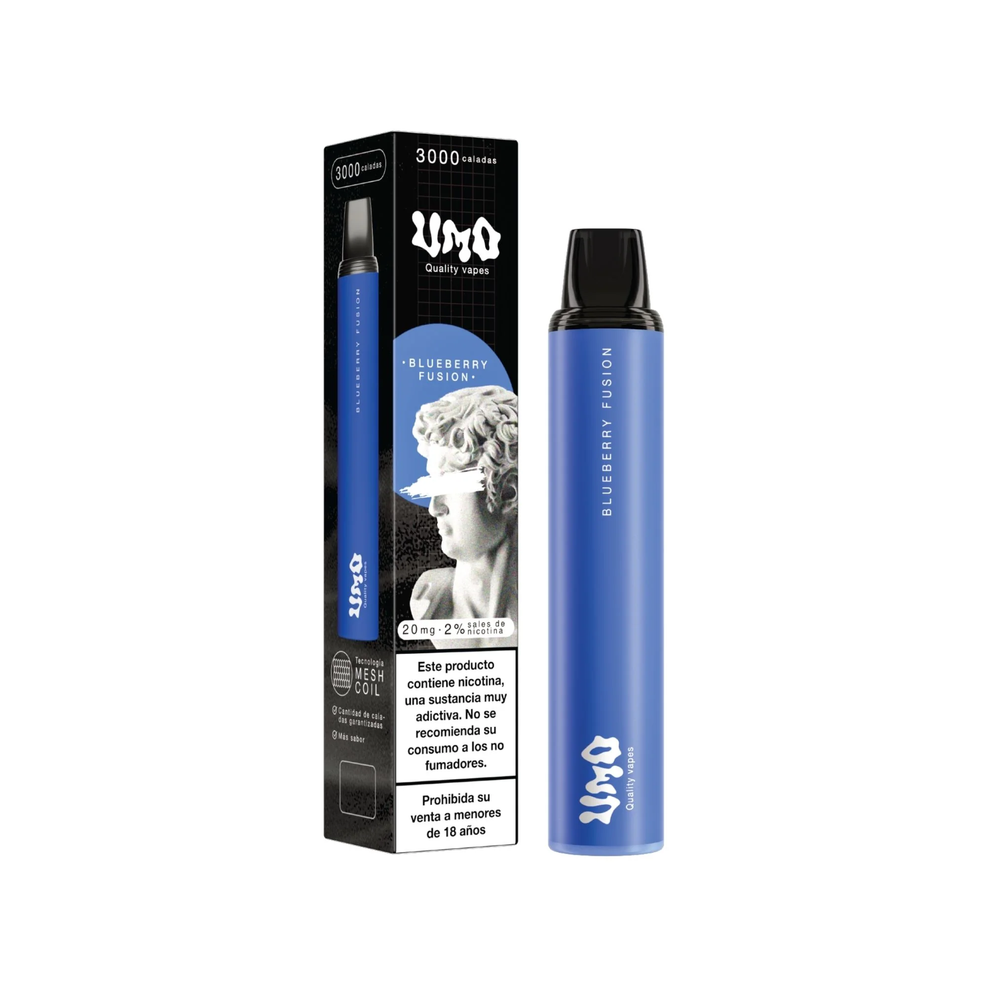 Vaper Umo Mesh Coil 3000 Puffs Blueberry Fusión