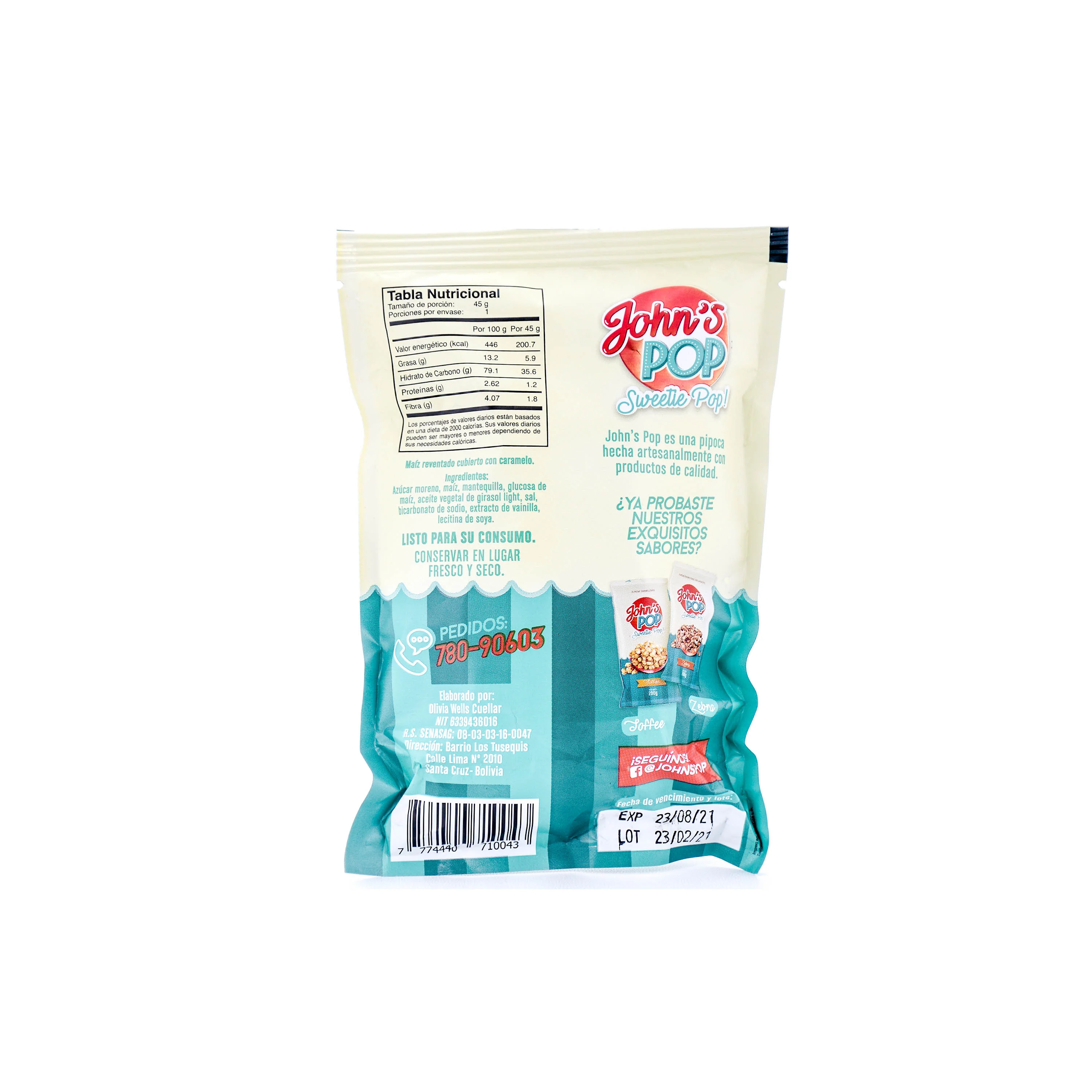 Johns Pop Pipocas Caramelo X 45G - Image 2