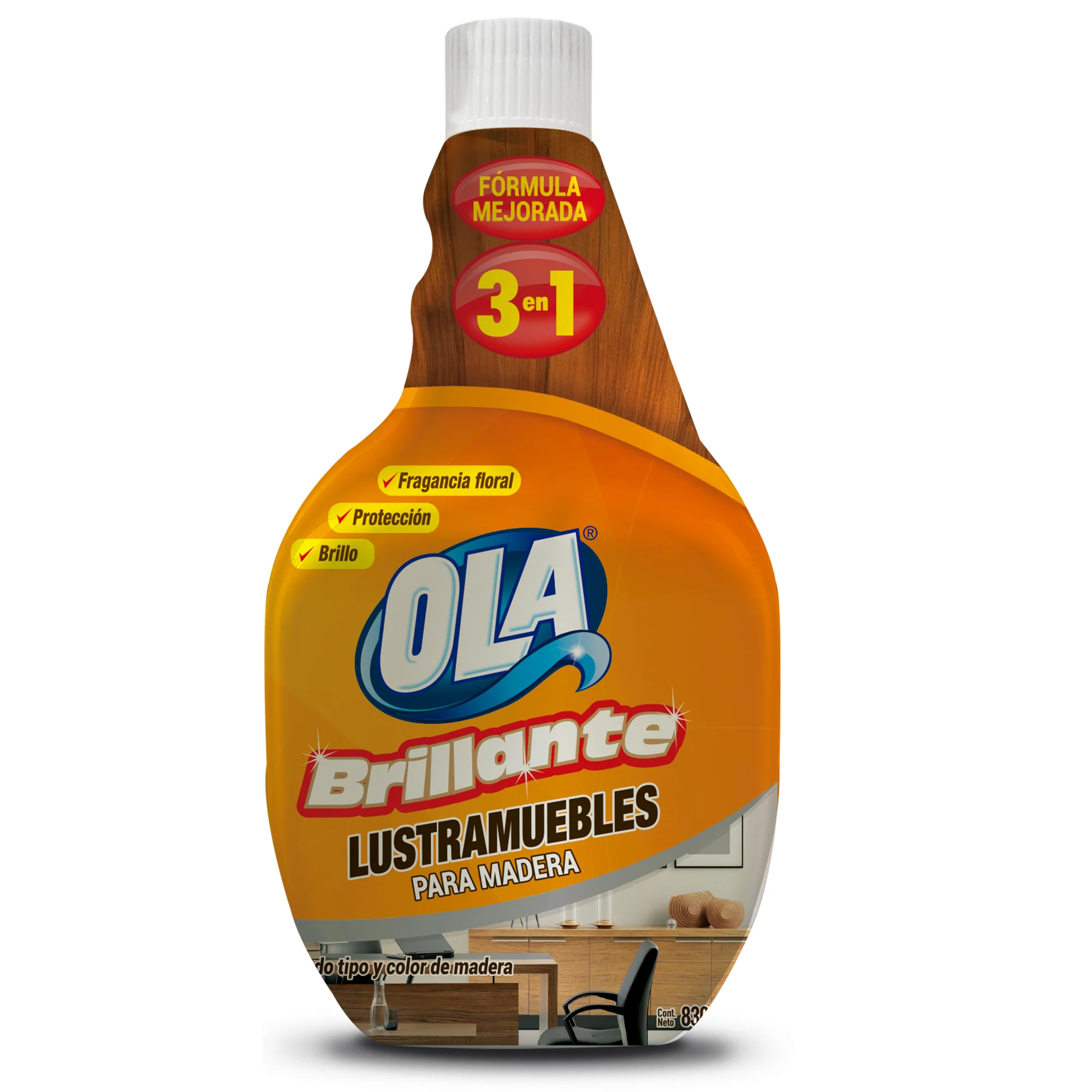 Lustra Muebles Ola Brillante 3En1 Con Repuesto X 850Ml
