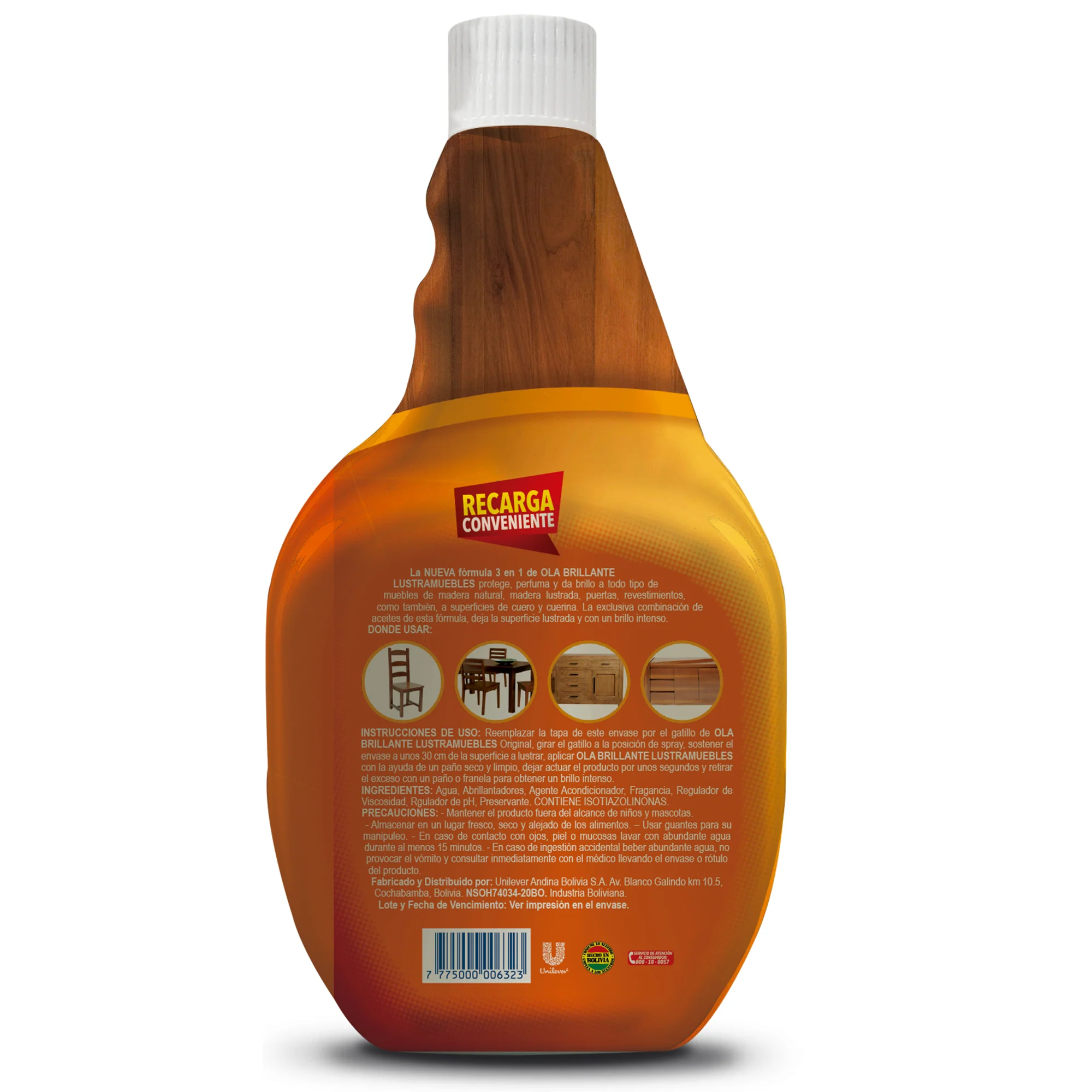 Lustra Muebles Ola Brillante 3En1 Con Repuesto X 850Ml - Image 2