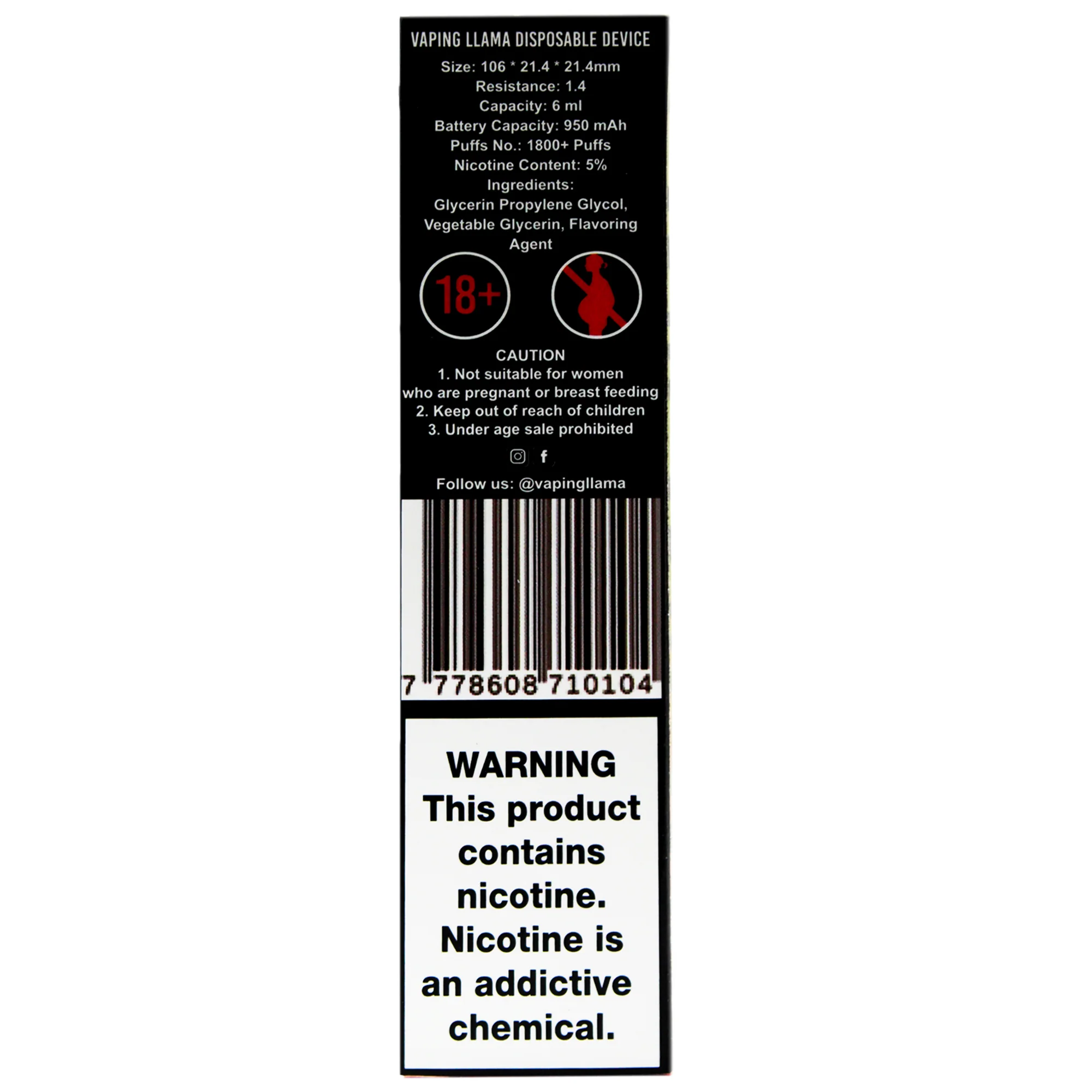 Vaping Llama Vape Kiwi Guava 1800 Puffs - Image 5