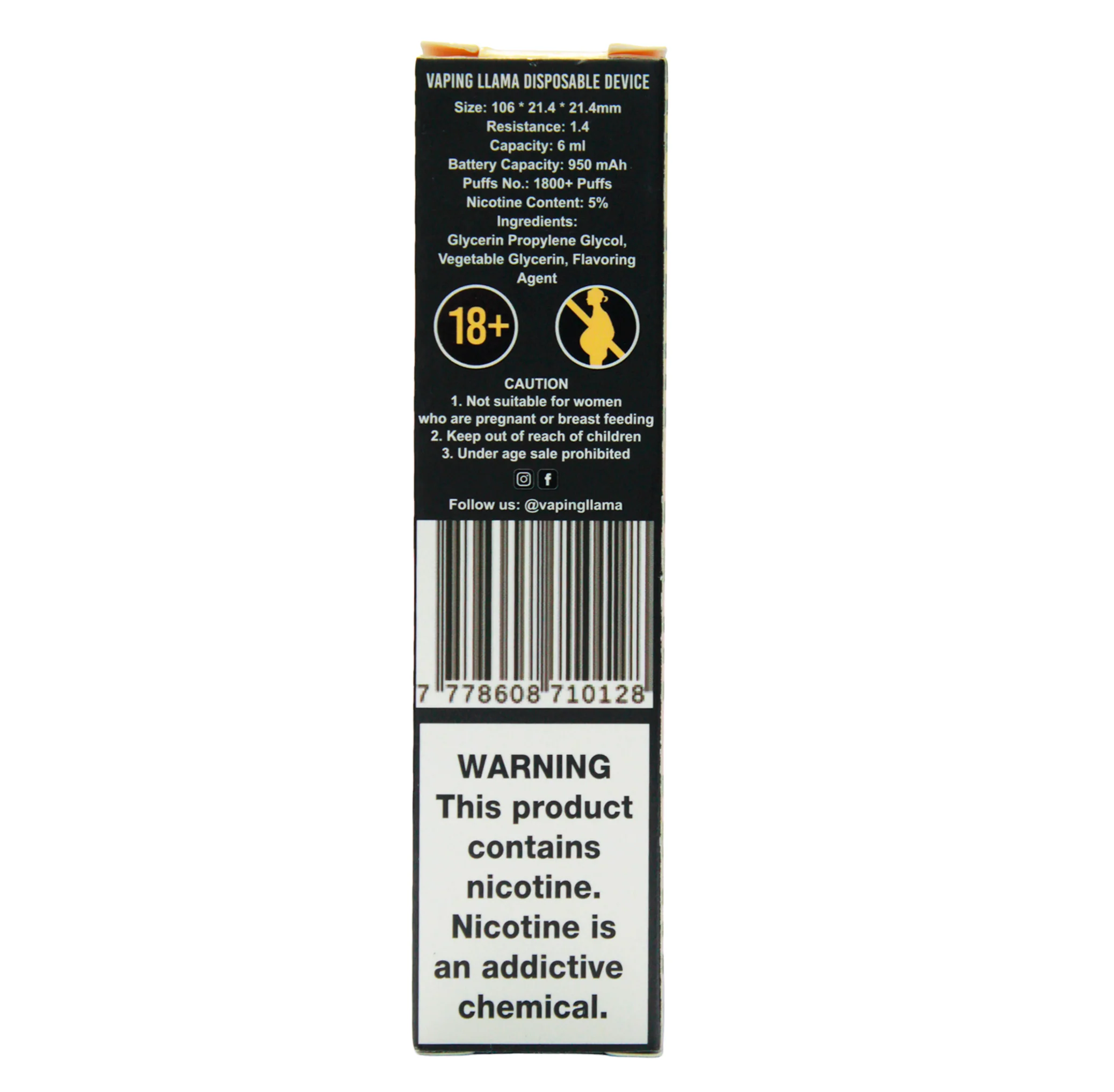Vaping Llama Vape Vainilla Ice Cream Cigarrillo 1800 Puffs - Image 3
