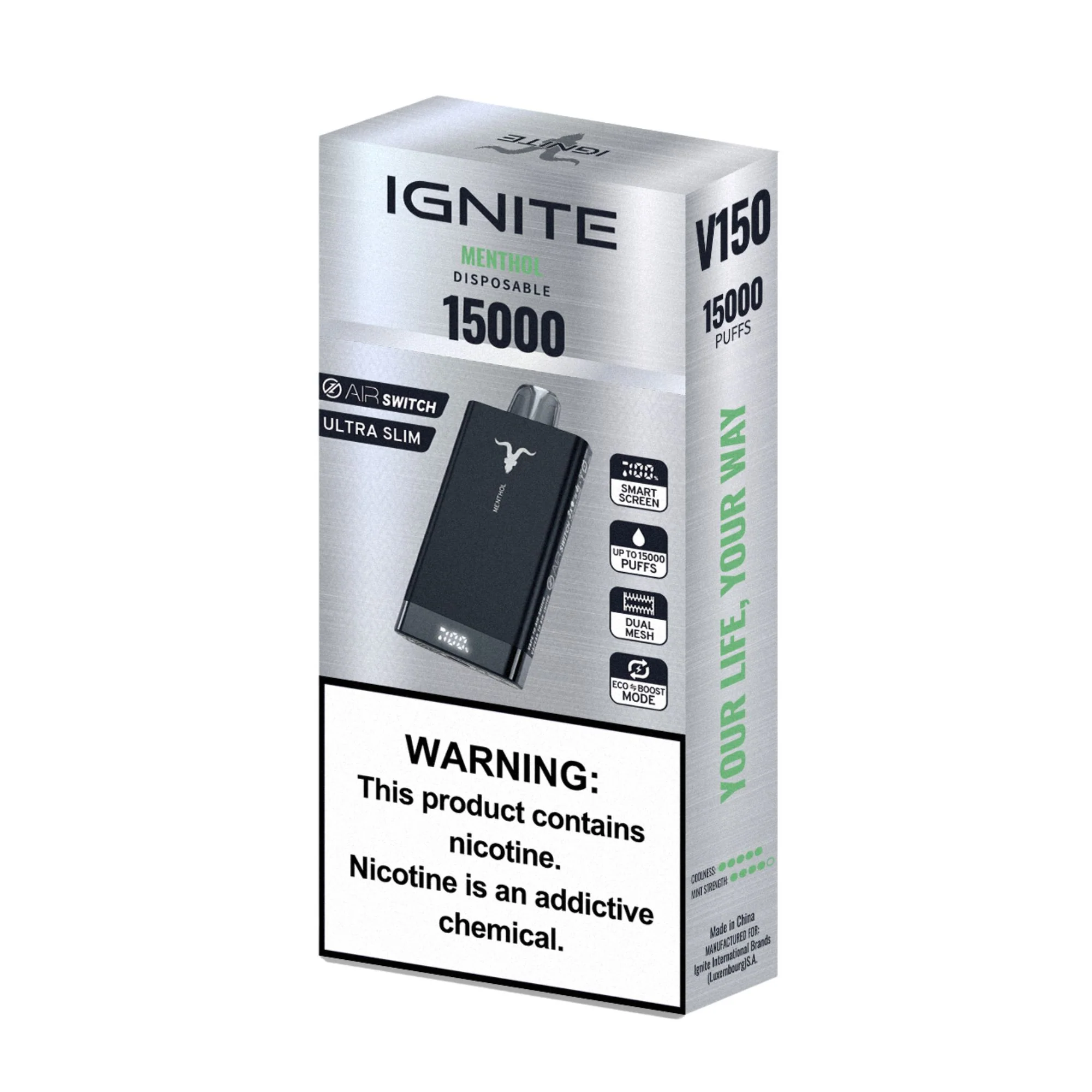 Cigarrillo Electrónico Ignite V150 Menthol 15000 Puffs 5% Nicotina - Image 3