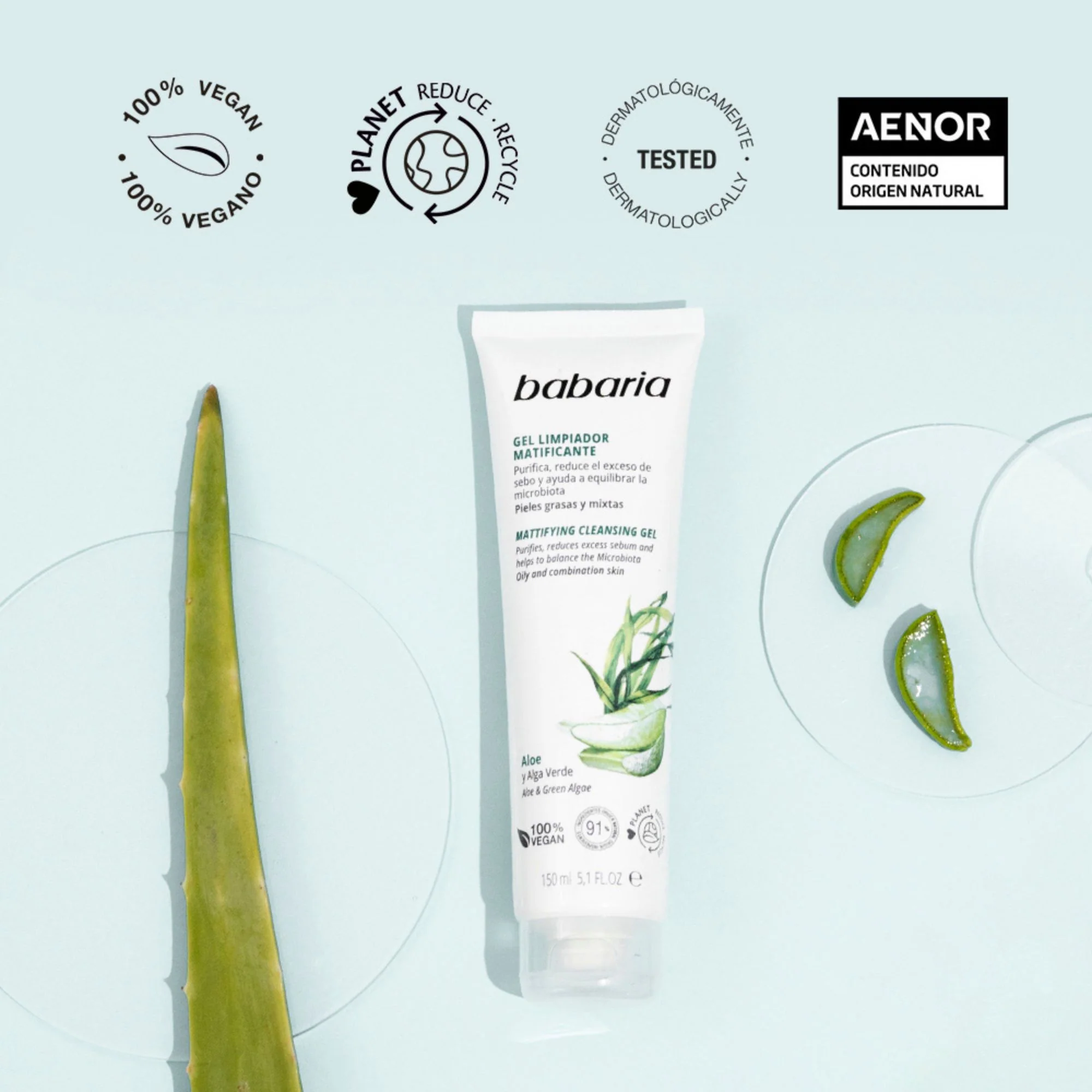 Gel Limpiador Babaria Matificante Aloe X 150Ml - Image 4