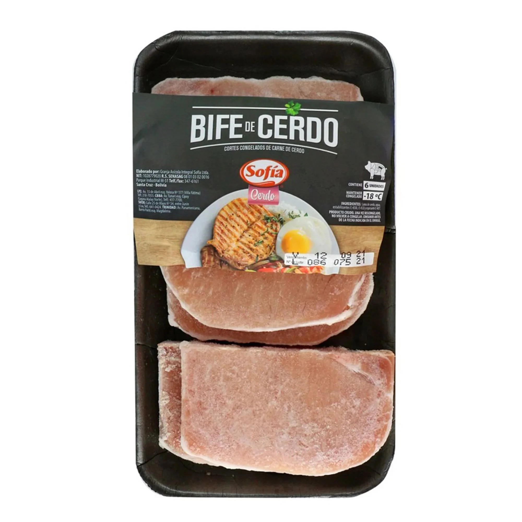 Bife De Cerdo Congelado Sofía En Bandeja